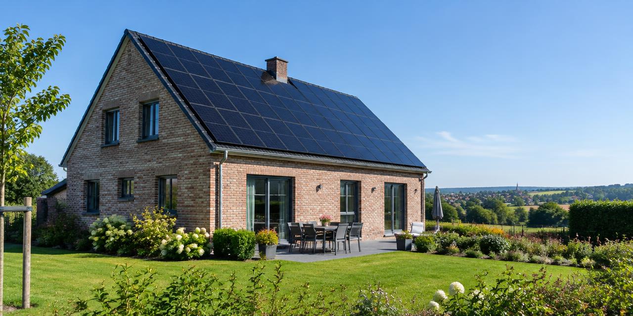Maison avec une installation solaire complète